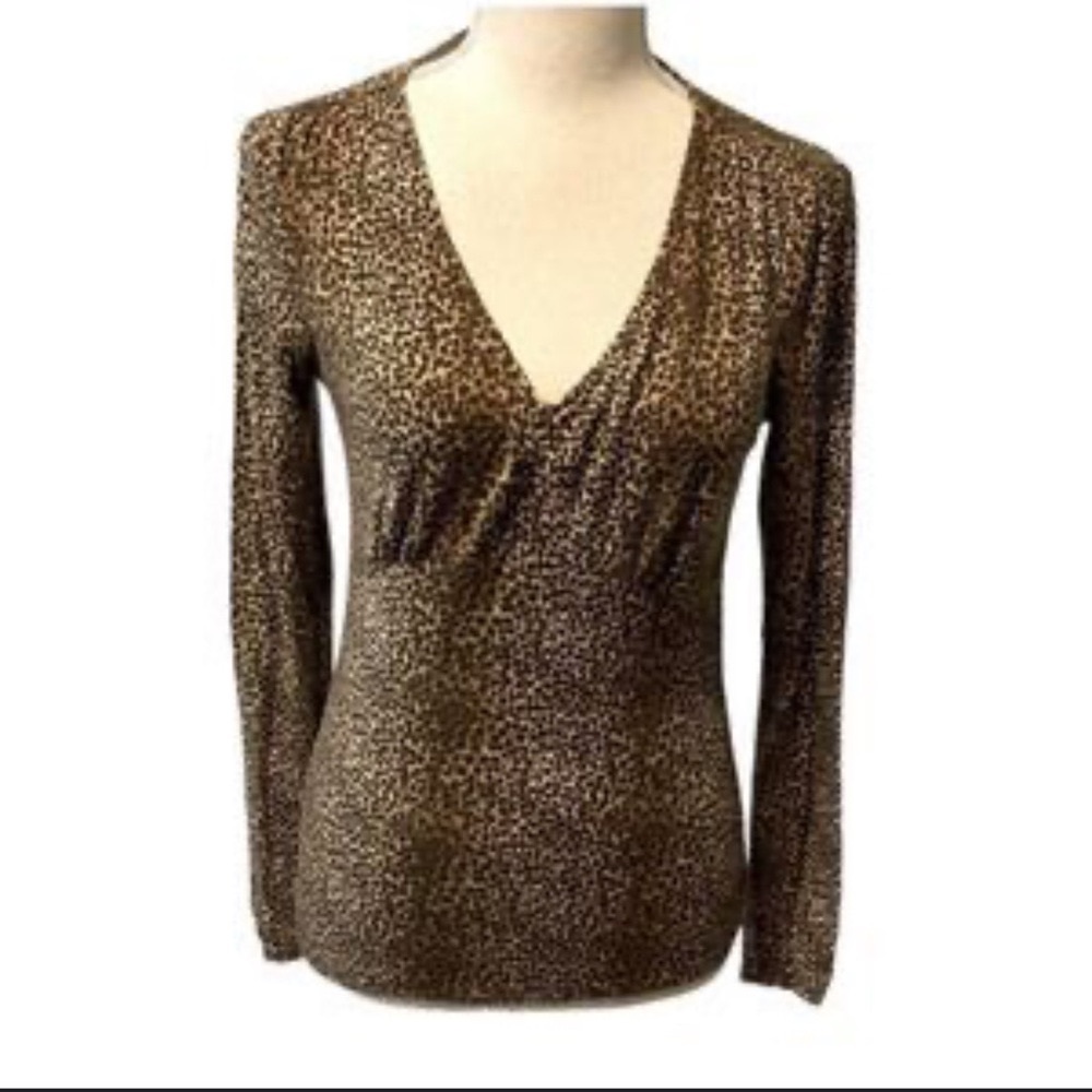 Ann Taylor Brown Animal Print Blouse‎